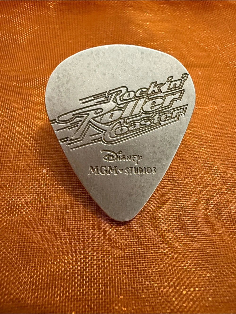 Disney Collectible Retired Pin,Rockin’ Roller Coaster,guitar pick shape,1.25”x1”